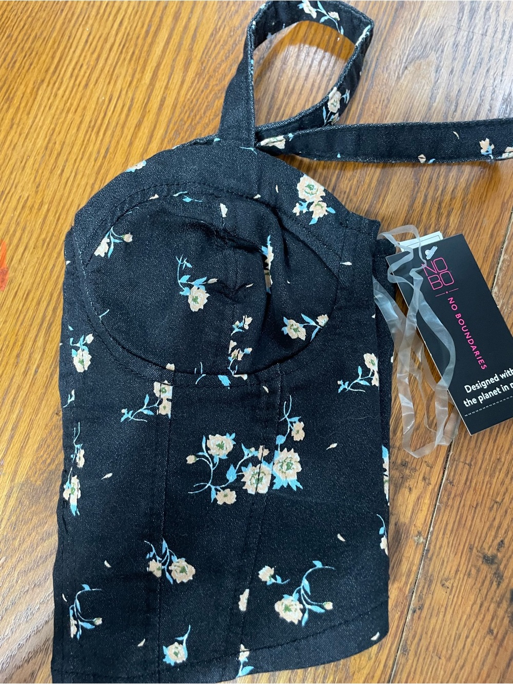 No Boundaries Black Floral corset top  Cotton